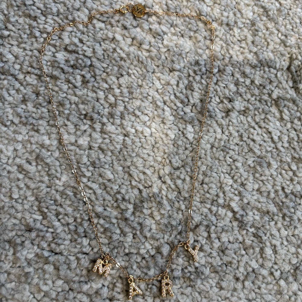 Gold Color Mary Letter Necklace 18 inch